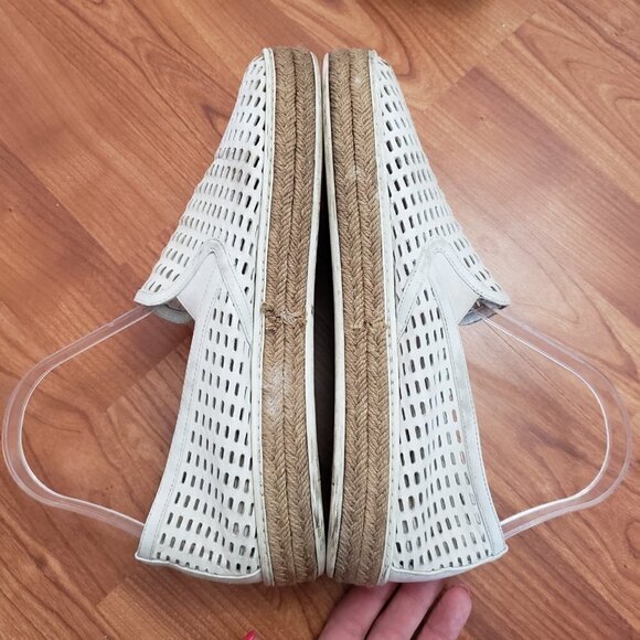 Miu Miu Leather Mesh Platform Espadrilles White Slip On Sz 40 - Picture 3 of 10